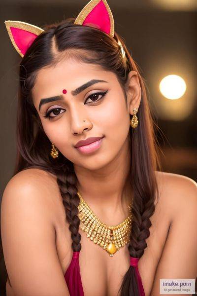 South indian girl with red headed pony tail hairstyle and cat... - imake.porn - India on pornintellect.com