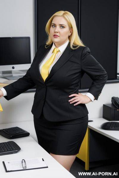 Black suit! black skirt! yellow-yellow tie, black shoes-shoes! - ai-porn.ai on pornintellect.com