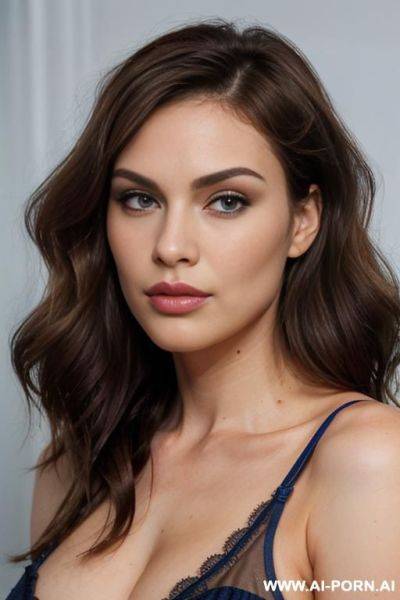 Perfectly shaped face, strong jawline, high cheekbones, pointy chin, plump puffy lips, sexy face, front view - ai-porn.ai on pornintellect.com