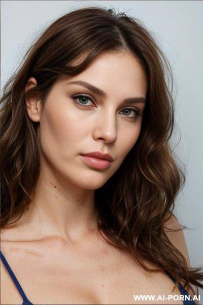 Rectangular face, strong jawline, high cheekbones, pointy chin, plump puffy lips, sexy face, front view - ai-porn.ai on pornintellect.com