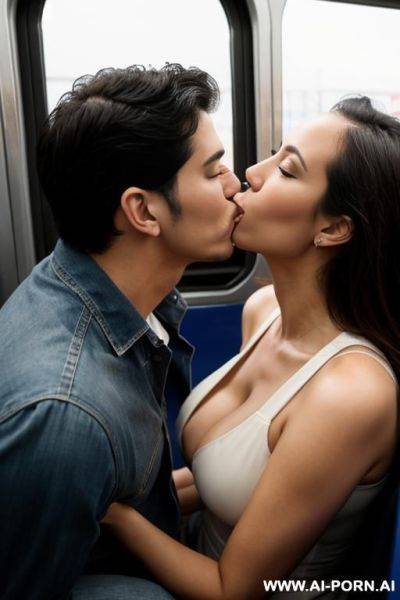 A couple kissing on a train - ai-porn.ai on pornintellect.com