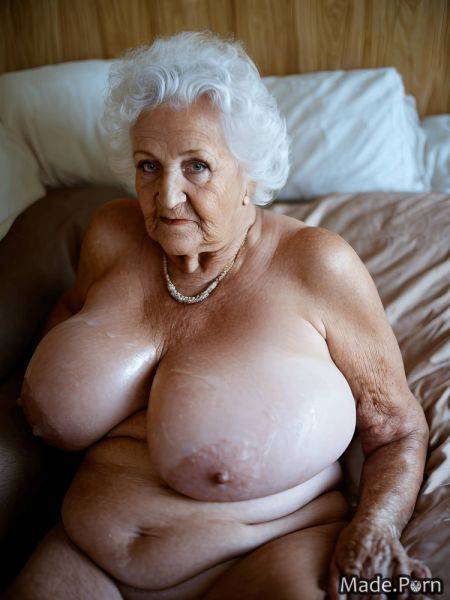 Woman 90 white hair caucasian made nude oiled body AI porn - made.porn on pornintellect.com