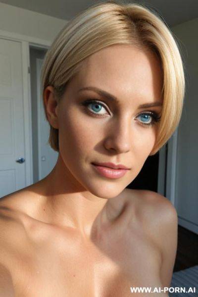 Facing camera, naked, blonde, big tits, blue eyes, short hair - ai-porn.ai on pornintellect.com