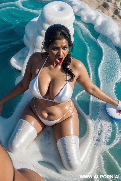 Milf with big boobs sucking big dick man while bending on knees - ai-porn.ai on pornintellect.com