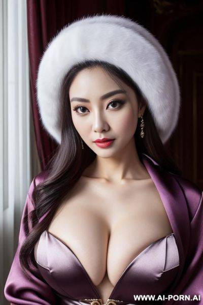 Satin, winter clothes, silk, palace, beautiful face, perfect body, big eyes, big breasts, chinese, detail, seductive, rich lady, royal, auber - ai-porn.ai - China on pornintellect.com