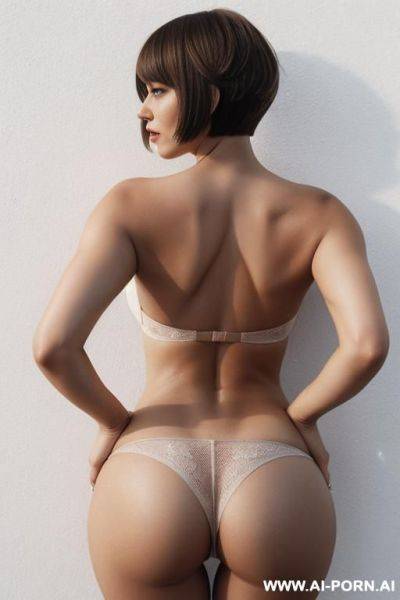 A woman with her back turned, looking back, with the buttocks open, showing the anus, without underwear - ai-porn.ai on pornintellect.com