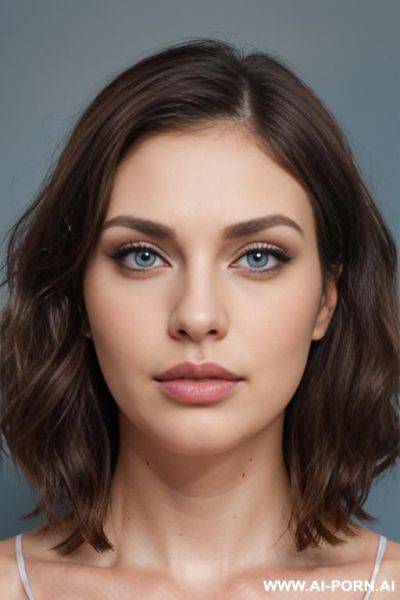 Id photo style, square shaped face, full puffy plump lips, high cheekbones, pointy chin, strong jawline, - ai-porn.ai on pornintellect.com