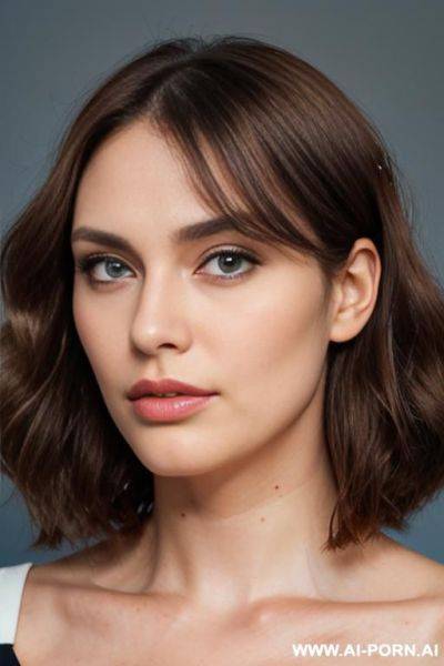 Id photo style, square shaped face, full puffy plump lips, high cheekbones, pointy chin, strong jawline, oval shaped face - ai-porn.ai on pornintellect.com