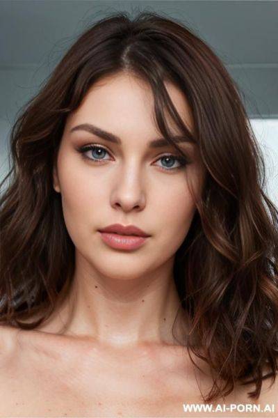 Id photo style, square shaped face, full plump lips, high cheekbones, pointy chin, strong jawline, - ai-porn.ai on pornintellect.com