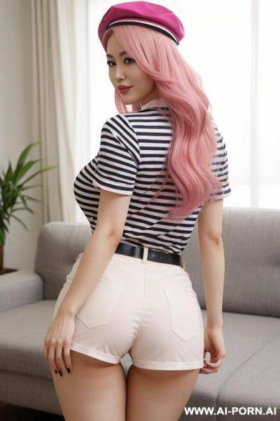 Half-japanese and half-korean and 15cm tall, wearing a french beret and a striped shirt, looking very chic. her figure is absolutely perfect - a narrow waist that contrasts beautifully with her - ai-porn.ai - Japan - North Korea - France on pornintellect.com