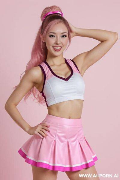 Half-korean and half-japanese and 15cm tall, wearing a cheerleader outfit that is both sy and sexy and has a deep, plunging neckline . her figure is absolutely perfect - a narrow waist that - ai-porn.ai - Japan - North Korea on pornintellect.com