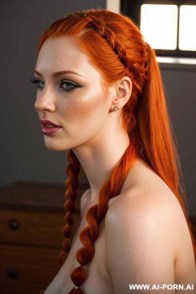 Ultrarealistic, braided ginger tails, blowjob - ai-porn.ai on pornintellect.com