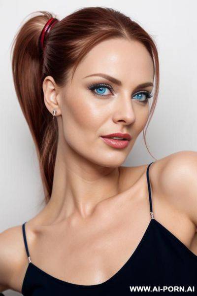 Polish typical woman with a ponytail. blue eyes - ai-porn.ai - Poland on pornintellect.com