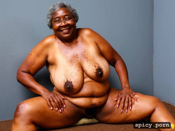 Ebony, hanging boobs, female, obese, flabby thighs, hairy spread pussy - spicy.porn on pornintellect.com