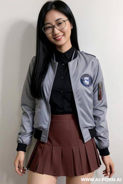 Young asian woman with fairer skin and round rimmed glasses - ai-porn.ai on pornintellect.com