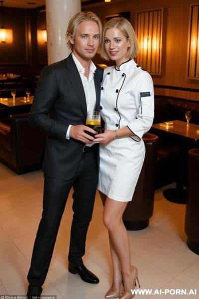 ((a cheating wife taking a pic with douglas)) ((she will post the picture in a trend named master chef challenge)) ((he is blushing and has brown hair)) - ai-porn.ai on pornintellect.com