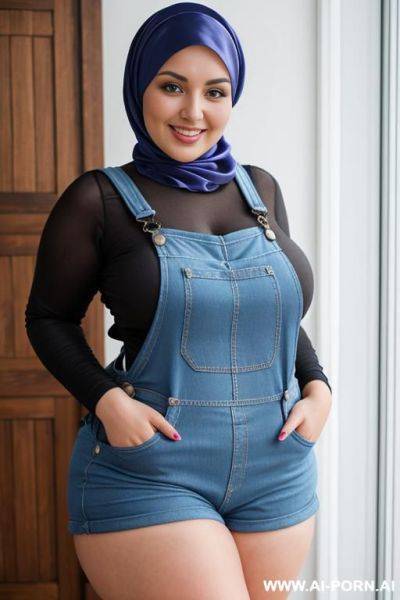 Smiling curvy russian brunette chubby wife wearing hijab fully naked silky - ai-porn.ai - Russia on pornintellect.com