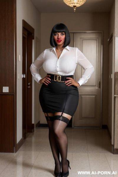 Gros cul, lipstick, stilleto, stockings, 2 mens, 1 women, bijoux - ai-porn.ai on pornintellect.com