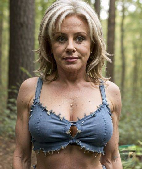 Beautiful mature AI model Pitona showing her big boobs in the forest - pornpics.com on pornintellect.com