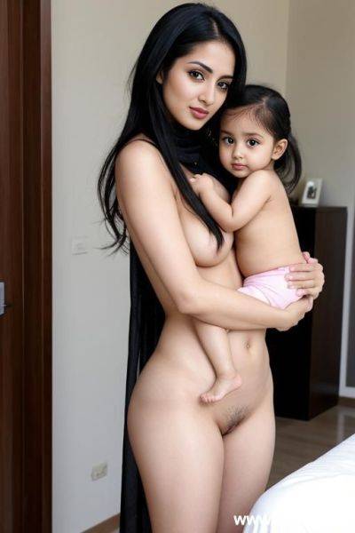 Arab holding bare bottom naked niece in arms - ai-porn.ai on pornintellect.com