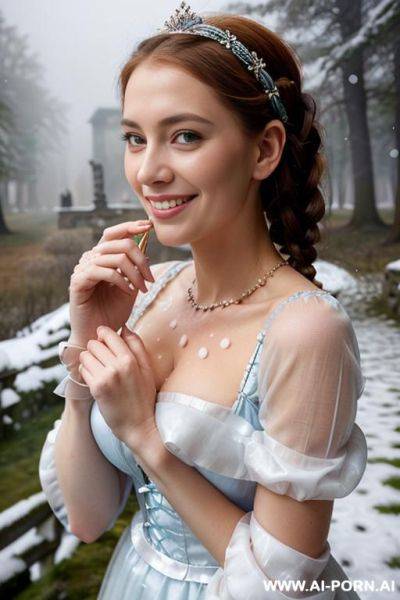 Woman wearing a very long white dress - ai-porn.ai on pornintellect.com