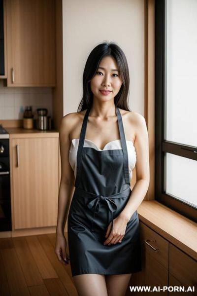 Japanese woman, (detailed face), naked, wearing an apron, posing in an apartment - ai-porn.ai - Japan on pornintellect.com