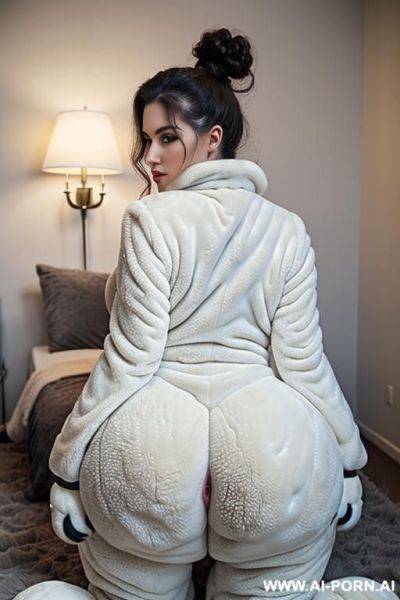 Massive fluffy sheep fursuit, ((spread gape huge asshole)), big hollow anal plug, laying down spreading ass, very old saggy tits, ((rippled fluffy fuzzy suit fursuit)) - ai-porn.ai on pornintellect.com