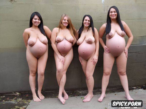 A group of years old and pregnant teens with huge tits posing in front of a wall - spicy.porn on pornintellect.com
