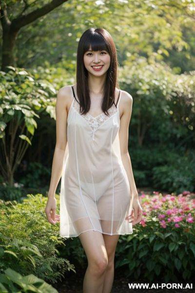 White see-through nightdress flower garden - ai-porn.ai on pornintellect.com