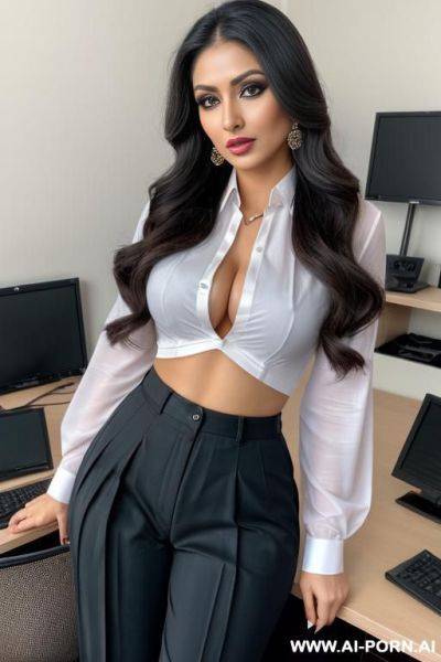 Office pleated pants, indian, perse, latina, sexy makeup - ai-porn.ai - India on pornintellect.com