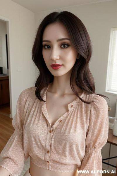 Woman, burdy blouse short - ai-porn.ai on pornintellect.com