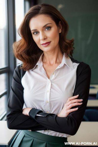 Full shot, standing up, pretty face, round boobs, wet skin, open legs - ai-porn.ai on pornintellect.com