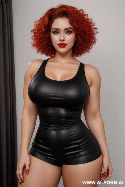 Woman woman, tight shirt, shorts, nordic, seductive smirk, muscles - ai-porn.ai on pornintellect.com