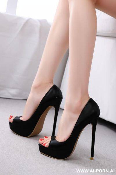 Slim slender feet with long toenails in high heels - ai-porn.ai on pornintellect.com