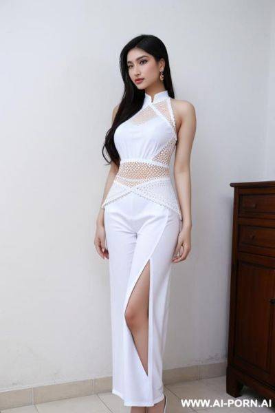 Uzbek top model, torn white clothes - ai-porn.ai - Uzbekistan on pornintellect.com
