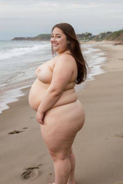 One woman and one man, long hair, thick arms, chubby, shortstack, highly detailed skin, happy face, smiling, side view, looking at viewer, short legs, large head, slicked hair, straight hair, - ai-porn.ai on pornintellect.com
