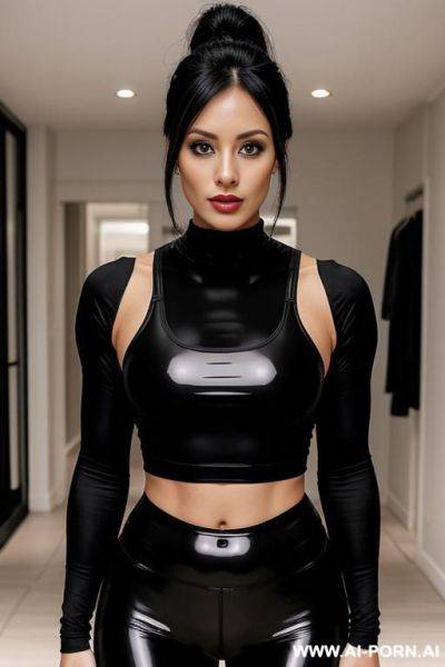 Woman black leggings reflective vest - ai-porn.ai on pornintellect.com