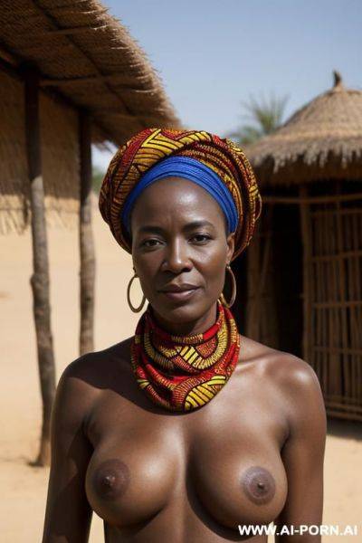 African village, traditional african headscarf - ai-porn.ai on pornintellect.com