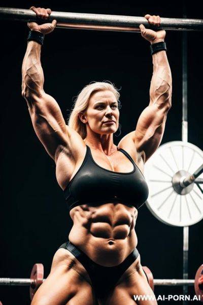 Scandinavian circus strongwoman, flexing her strong arms - ai-porn.ai on pornintellect.com