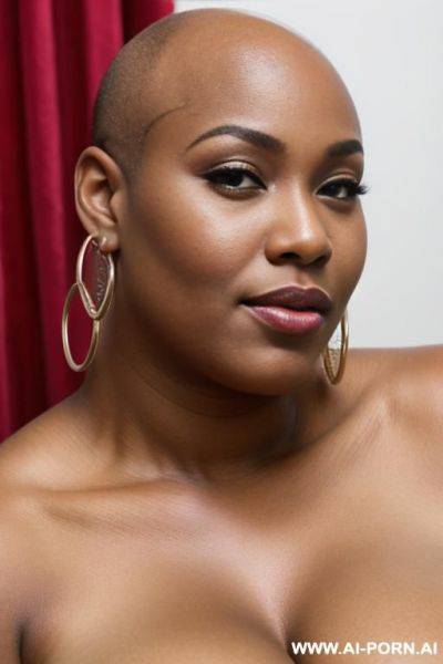 Ebony, bbw, huge breasts, bald, hoop earrings - ai-porn.ai on pornintellect.com