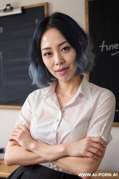 Blue hair, perfect body, big boobs, reverse cow - ai-porn.ai on pornintellect.com