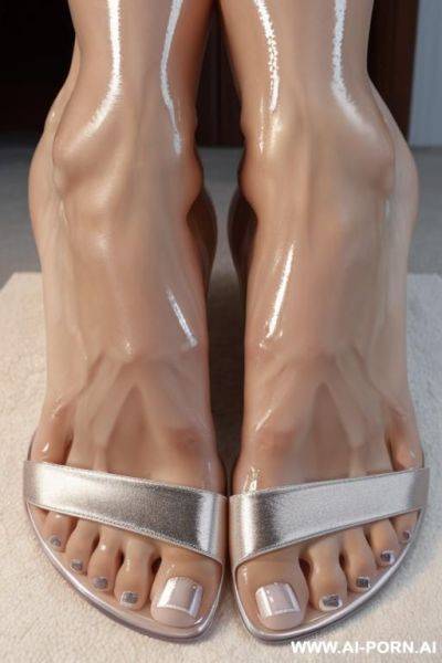 Extremely long toenails that make up most of the toes. more toenail than toe. super shiny clear toenails. feet view - ai-porn.ai on pornintellect.com