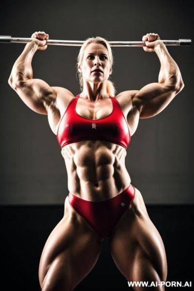 Scandinavian circus strongwoman, flexing her strong arms - ai-porn.ai on pornintellect.com
