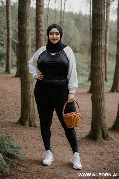 Happy curvy russian chubby wife wearing hijab standing toplessblack - ai-porn.ai - Russia on pornintellect.com