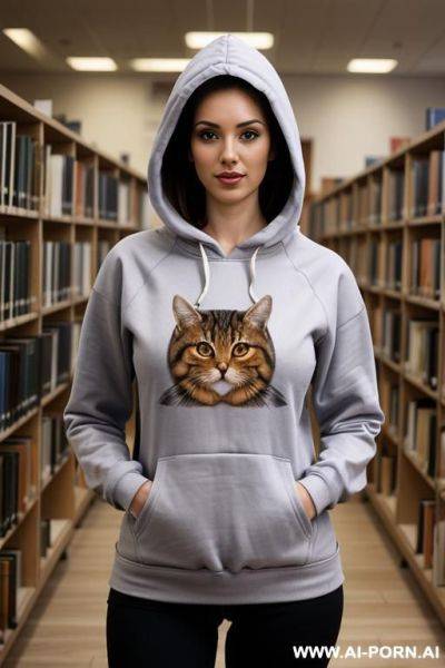 (nerdy woman) (hoodie) (showing hairy pussy) - ai-porn.ai on pornintellect.com