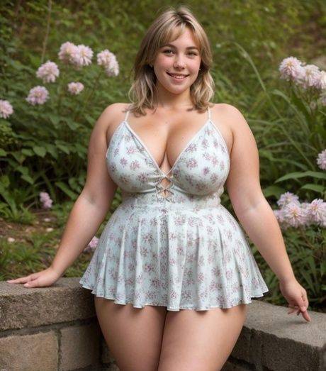 Chubby AI generated teen lets out her huge juggs and juicy cunt outdoors - pornpics.com on pornintellect.com