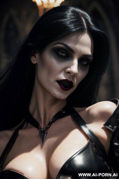 Vampire, leather skirt, ((topless)), extreme closeup - ai-porn.ai on pornintellect.com