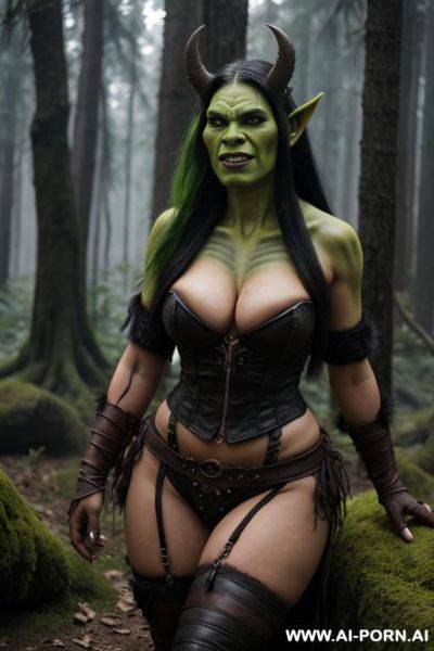 Orc woman, forest - ai-porn.ai on pornintellect.com
