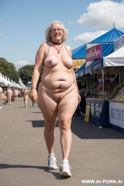 Nude fat irish mature walking naked in (sneakers) at fair. choker. smiling. front shot. - ai-porn.ai - Ireland on pornintellect.com