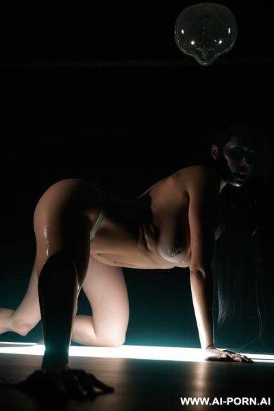 Big booby ghost, ectoplasm, crawling, creepy, ghost, on all fours, ghost, evil, creepy ghost - ai-porn.ai on pornintellect.com